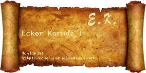 Ecker Kornél névjegykártya